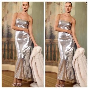 Reformation FRANKIE silver sequin maxi dress - size 8 - tags included